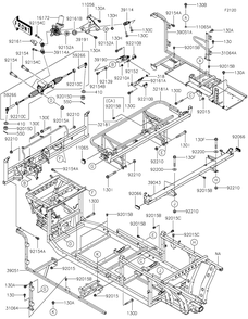 Frame Diagram and Parts List for KAF820BJF 2018 Kawasaki Lawn Tractor Accessories