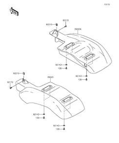 Rear Fender Diagram and Parts List for KAF400EGF 2016 Kawasaki Lawn Tractor Accessories
