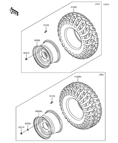 Wheels/Tires Diagram and Parts List for KAF820BHF 2017 Kawasaki Lawn Tractor Accessories