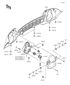 Headlight Diagram and Parts List for KAF400EGF 2016 Kawasaki Lawn Tractor Accessories
