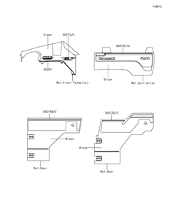 Decals(Green)(Bgf) Diagram and Parts List for KAF820BGF 2016 Kawasaki Lawn Tractor Accessories