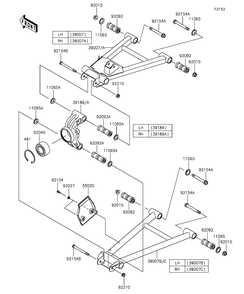 Rear Suspension Diagram and Parts List for KAF820FGF 2016 Kawasaki Lawn Tractor Accessories