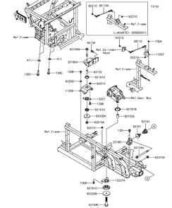 Engine Mount Diagram and Parts List for KAF1000CGF 2016 Kawasaki Lawn Tractor Accessories
