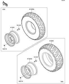 Wheels/Tires Diagram and Parts List for KRT750DCF 2012 Kawasaki Lawn Tractor Accessories