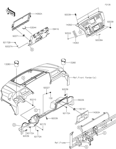 Front Box Diagram and Parts List for KAF820AMFNL 2021 Kawasaki Lawn Tractor Accessories
