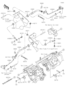 Front Brake Piping Diagram and Parts List for KAF400RLS 2020 Kawasaki Lawn Tractor Accessories