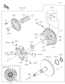 Drive Converter Diagram and Parts List for KAF1000CKF 2019 Kawasaki Lawn Tractor Accessories