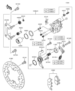 Rear Brake Diagram and Parts List for KAF820BHF 2017 Kawasaki Lawn Tractor Accessories