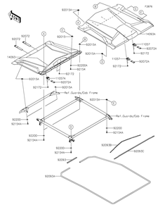 Sun Top Diagram and Parts List for KRT1000BPFNL 2023 Kawasaki Lawn Tractor Accessories