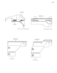 Decals Diagram and Parts List for KAF1000BMFNN 2021 Kawasaki Lawn Tractor Accessories