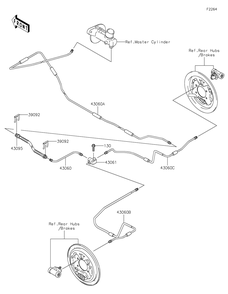 Rear Brake Piping Diagram and Parts List for KAF400JNFNN 2022 Kawasaki Lawn Tractor Accessories