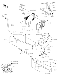 Radiator 1 Diagram and Parts List for KAF620WMFNN 2021 Kawasaki Lawn Tractor Accessories