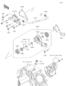 Water Pump Diagram and Parts List for KAF620PGF 2016 Kawasaki Lawn Tractor Accessories