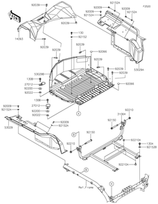 Carrier Diagram and Parts List for KRF1000CMFNN 2021 Kawasaki Lawn Tractor Accessories