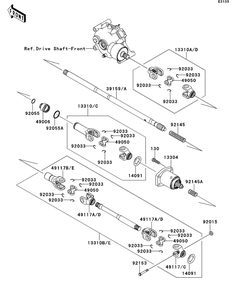 Drive Shaft-Propeller Diagram and Parts List for KAF400DEF 2014 Kawasaki Lawn Tractor Accessories