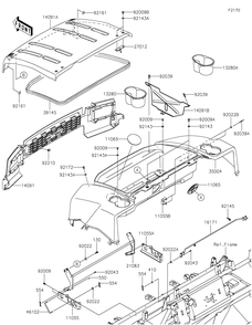 Fenders Diagram and Parts List for KAF620WMFNN 2021 Kawasaki Lawn Tractor Accessories