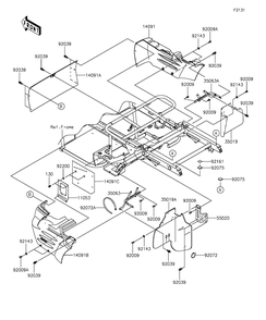 Frame Fittings-Rear Diagram and Parts List for KAF400AGF 2016 Kawasaki Lawn Tractor Accessories