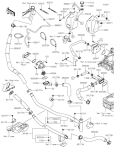 Water Pipe Diagram and Parts List for KRF1000ALF 2020 Kawasaki Lawn Tractor Accessories