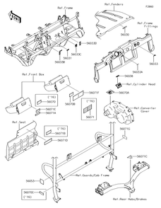 Labels Diagram and Parts List for KAF620TJF 2018 Kawasaki Lawn Tractor Accessories