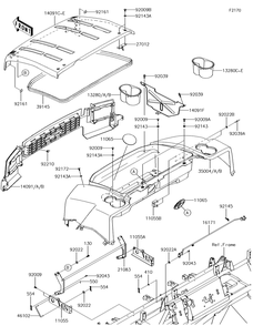 Fenders Diagram and Parts List for KAF620MHF 2017 Kawasaki Lawn Tractor Accessories
