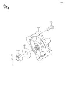 Front Hubs/Brakes Diagram and Parts List for KRF800GJF 2018 Kawasaki Lawn Tractor Accessories