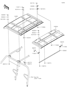 Sun Top Diagram and Parts List for KAF820CMFNL 2021 Kawasaki Lawn Tractor Accessories