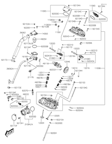 Cylinder Head Diagram and Parts List for KAF700BKF 2019 Kawasaki Lawn Tractor Accessories