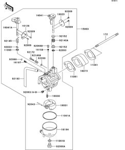 Carburetor Diagram and Parts List for KAF400BEF 2014 Kawasaki Lawn Tractor Accessories
