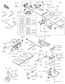 Chassis Electrical Equipment Diagram and Parts List for KAF1000BMFNN 2021 Kawasaki Lawn Tractor Accessories