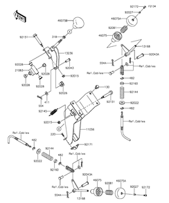 Shift Lever Diagram and Parts List for KAF400FGF 2016 Kawasaki Lawn Tractor Accessories
