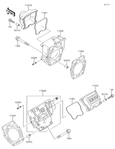 Cylinder Head Diagram and Parts List for KAF620SGF 2016 Kawasaki Lawn Tractor Accessories