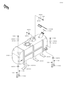 Fuel Tank Diagram and Parts List for KAF620RHF 2017 Kawasaki Lawn Tractor Accessories