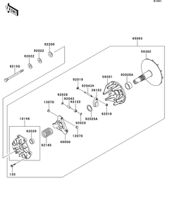 Drive Converter Diagram and Parts List for KAF620SDF 2013 Kawasaki Lawn Tractor Accessories