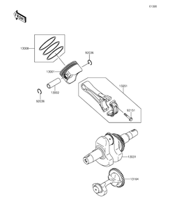 Crankshaft/Piston Diagram and Parts List for KAF400EGF 2016 Kawasaki Lawn Tractor Accessories
