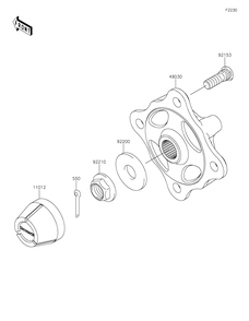 Front Hubs/Brakes Diagram and Parts List for KRF800HLF 2020 Kawasaki Lawn Tractor Accessories