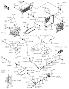Radiator Diagram and Parts List for KRF800GKF 2019 Kawasaki Lawn Tractor Accessories