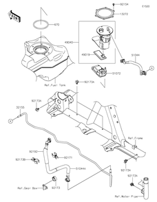 Fuel Pump Diagram and Parts List for KRF1000ALF 2020 Kawasaki Lawn Tractor Accessories