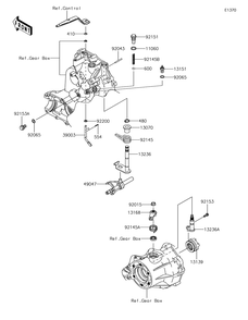 Gear Change Mechanism Diagram and Parts List for KAF400JKF 2019 Kawasaki Lawn Tractor Accessories