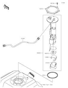 Fuel Pump Diagram and Parts List for KRF800GKF 2019 Kawasaki Lawn Tractor Accessories