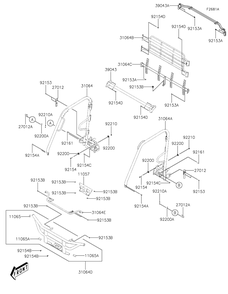 Guards/Cab Frame Diagram and Parts List for KAF700DLF 2020 Kawasaki Lawn Tractor Accessories