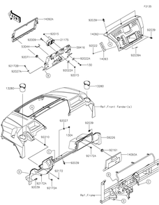 Front Box Diagram and Parts List for KAF820FNFNN 2022 Kawasaki Lawn Tractor Accessories