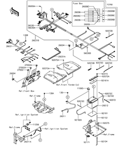 Chassis Electrical Equipment Diagram and Parts List for KAF820AHF 2017 Kawasaki Lawn Tractor Accessories