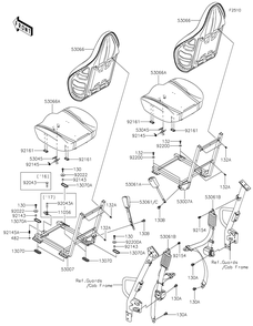 Seat Diagram and Parts List for KRF800FGF 2016 Kawasaki Lawn Tractor Accessories