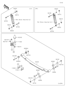 Rear Suspension Diagram and Parts List for KAF620SKF 2019 Kawasaki Lawn Tractor Accessories