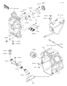 Oil Pump/Oil Filter Diagram and Parts List for KAF620PKF 2019 Kawasaki Lawn Tractor Accessories