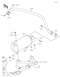Muffler Diagram and Parts List for KAF400JNFNN 2022 Kawasaki Lawn Tractor Accessories