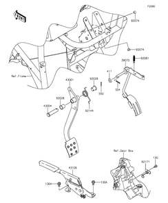 Brake Pedal/Throttle Lever Diagram and Parts List for KAF400AGF 2016 Kawasaki Lawn Tractor Accessories