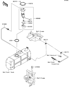 Fuel Pump Diagram and Parts List for KAF620RDFA 2013 Kawasaki Lawn Tractor Accessories
