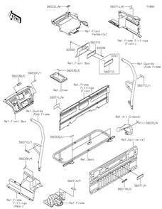 Labels Diagram and Parts List for KAF1000BMFNN 2021 Kawasaki Lawn Tractor Accessories