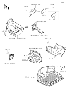 Labels Diagram and Parts List for KRF1000CMFNN 2021 Kawasaki Lawn Tractor Accessories